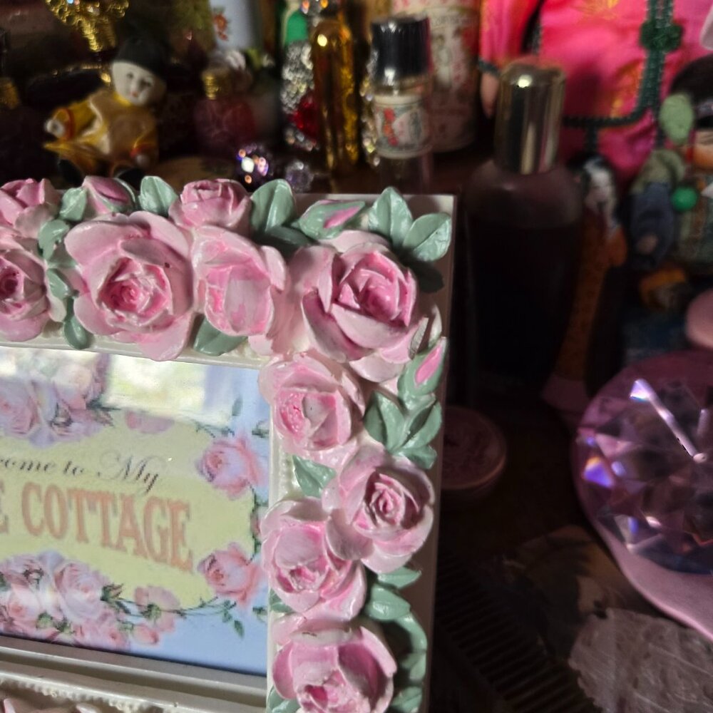 Pink Rose Picture Frame Cottagecore Romantic Wedding Gift Rose Gardener - Picture 2 of 10